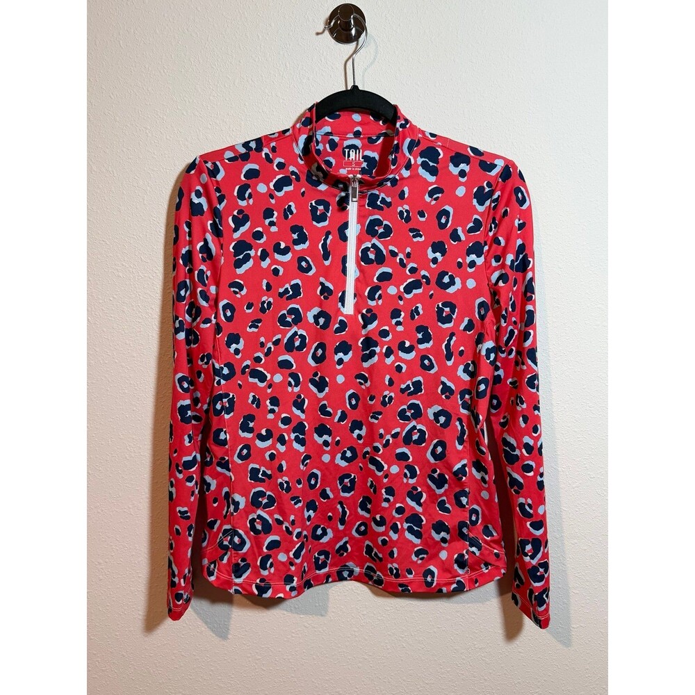 TAIL Activewear Red & Navy Animal Print 1/4 Zip Golf Pullover Women’s Small